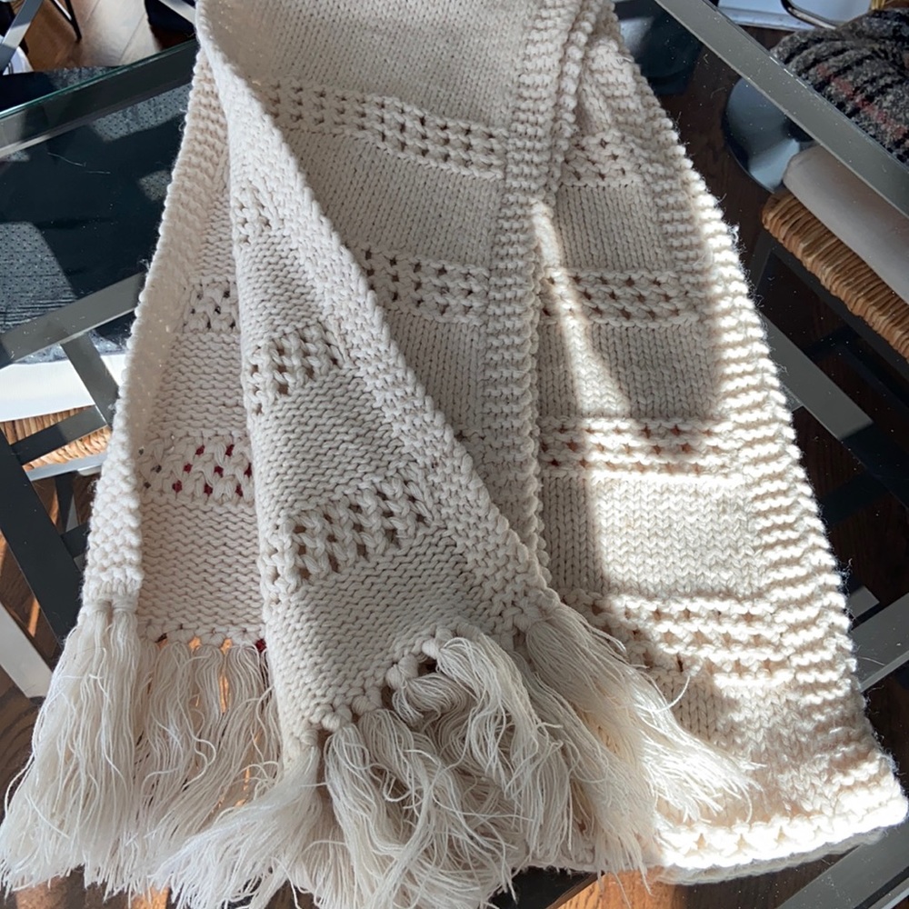Long Creme White Scarf